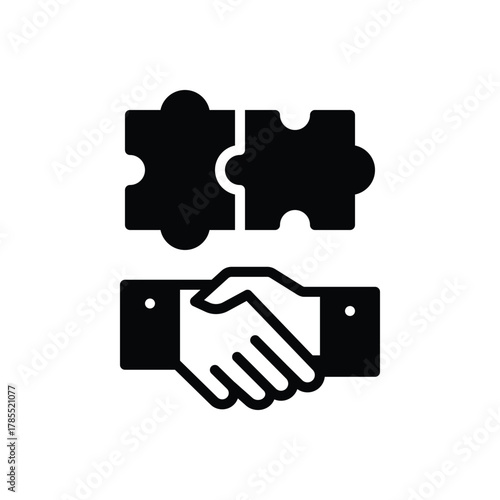 Black solid icon for collaborative partnership