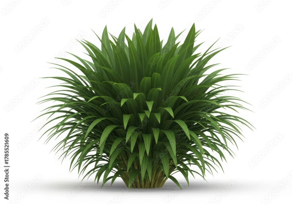 Fototapeta premium Lush green ornamental plant with spiky leaves on a white background