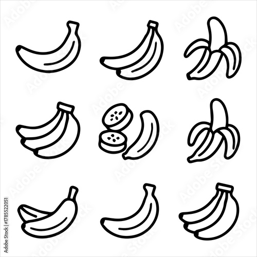 Banana Icons A Collection of Simple Illustrations for Design and Decor Use