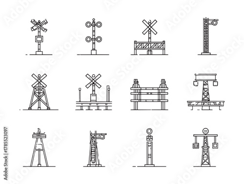 Fotografie Level Crossing Barrier Line Art Safety