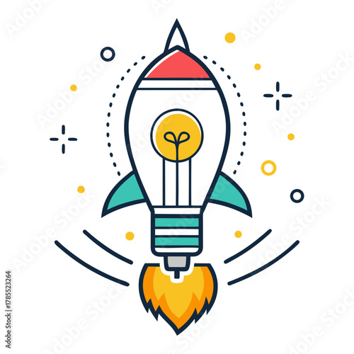  Brilliant Idea Launch - Innovation Lightbulb Rocket
