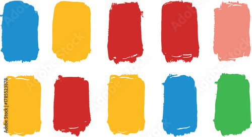 Collection of colorful abstract paint strokes and brush marks in various vibrant colors