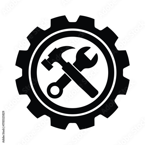 Hammer Wrench Gear Background Icon