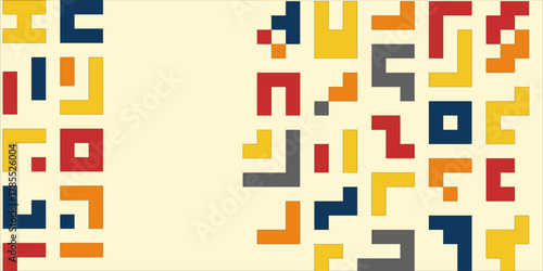 Minimalist geometric artwork poster full of colors with simple shapes and figures. Abstract dot vector pattern design in Scandinavian style for web banners, business presentations, branding, wallpaper