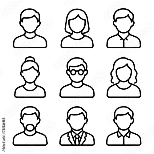 Diverse Set of People Icons Portraits Representing Different Individuals and Avatars