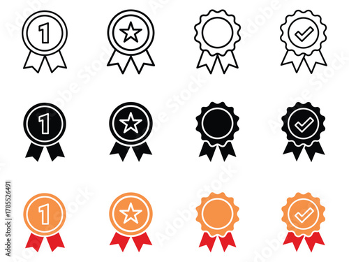 Set of approved or certified medal icon vector. success and recognition symbol. vector illustration.