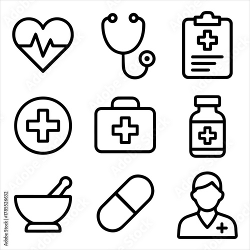Medical and Healthcare Icons A Collection of Essential Symbols for Health and Wellness Services