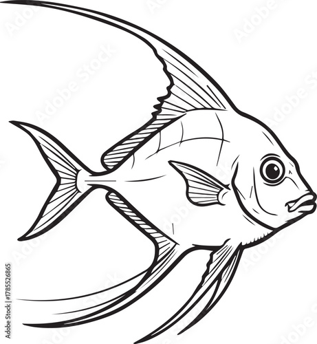 Indian threadfish - Alectis indica vector illustration