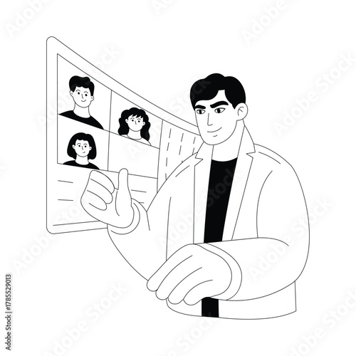 Checking and selecting best captured moments for publication Outline Illustration
