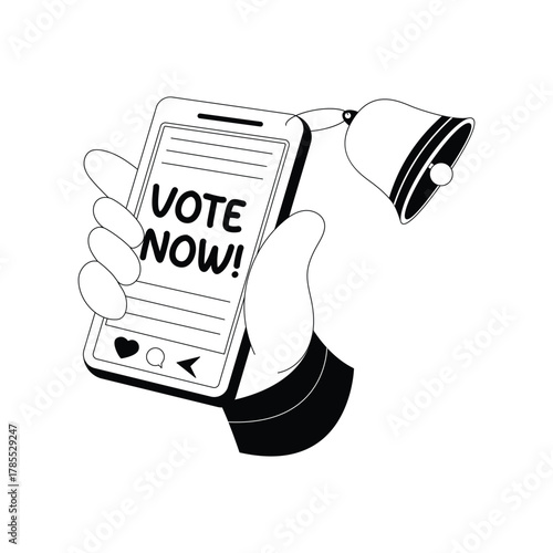 Participating in digital polls and decision-making processes Outline Illustration
