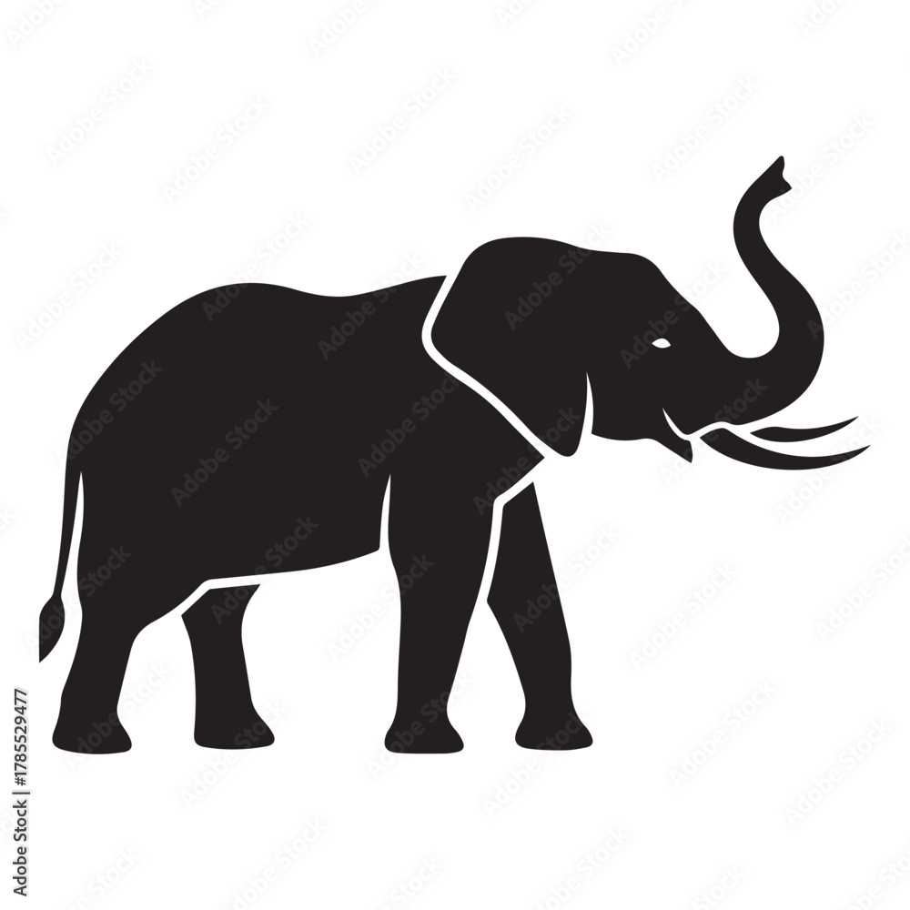 Obraz premium Elephant Silhouette With Raised Trunk animal mammal