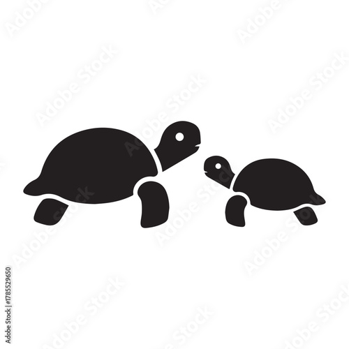 Large and Small Tortoises Walking Together turtle animal