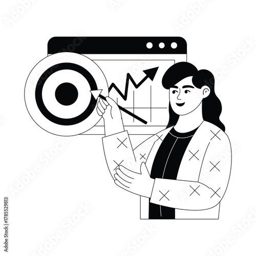 Tracking productivity and success metrics online Outline Illustration
