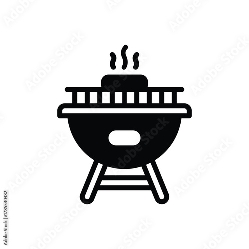 Black solid icon for barbecue area