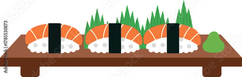 Sushi platter shrimp nigiri wasabi