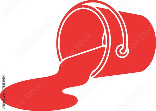 Spilled red paint bucket icon