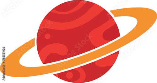 Red planet with orange ring icon