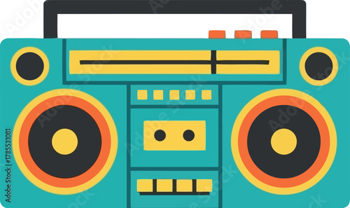 Retro boombox cassette player teal