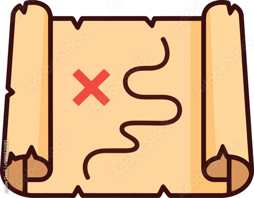 Treasure map icon x marks the spot adventure
