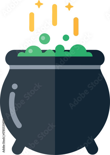 Magic cauldron bubbling green potion