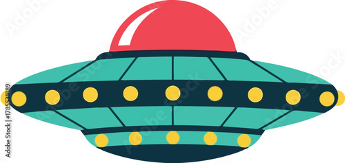 Retro flying saucer ufo illustration