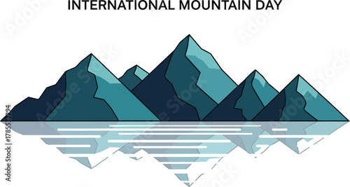 International Mountain Day celebration with stylized mountain and reflection