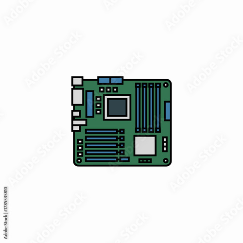 Modern Flat Illustration of a Computer Board