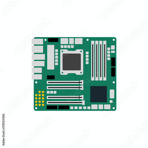 Flat Illustration of a PC Mainboard
