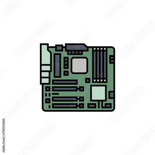 Flat Art of a Modern Computer Circuit Board