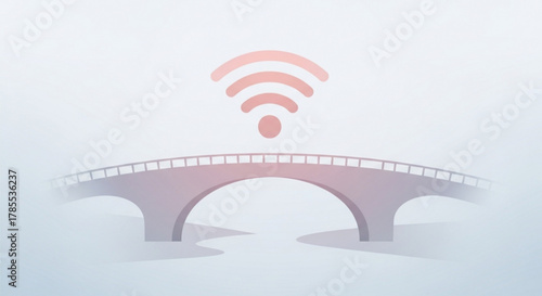 Bridge with wifi symbol concept of connection, network, communication, technology, internet, and wireless