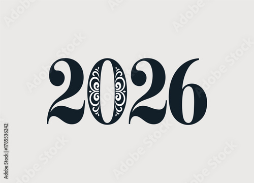 Elegant 2026 New Year Design with Ornate Zero Ready for Celebratory Designs and Marketing Campaigns