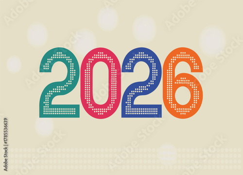 Vibrant and Colorful 2026 Typography Design for New Year Celebration and Future Projections with Modern Artistic Style
