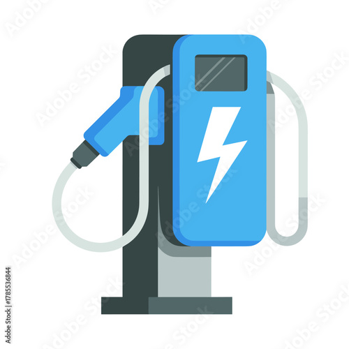 Flat Illustration of an Electric Car Charger