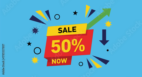Fifty percent sale now limited time offer special discount vector