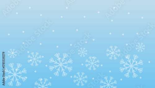 Winter blue gradient background, snowflakes on a beautiful background, Christmas background for cards, snowfall. Copy space