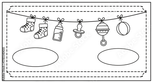 Baby shower invitation pink theme template vector illustration