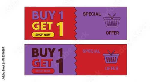 Buy one get one special offer promotion banner design template
