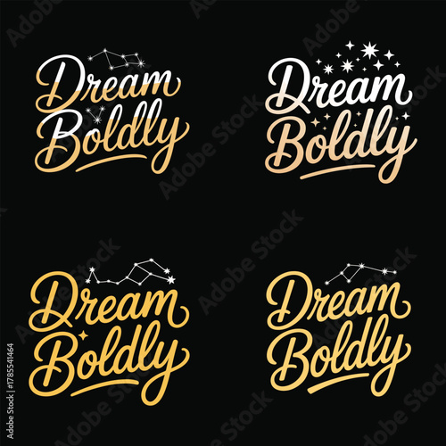Four dream boldly constellation logos on black background aspiration ambition
