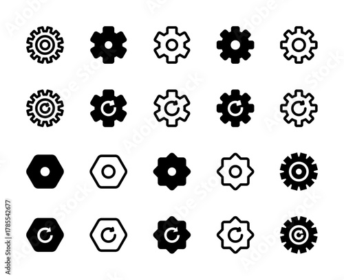 20 Settings and Update Icons Line and Solid style for System Configuration
