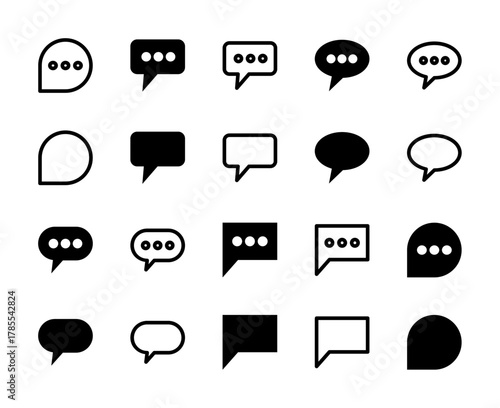 20 Chat and Comment Icons Line and Solid style for Social Communication