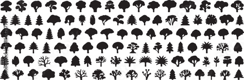 Diverse tree silhouettes bundle perfect for landscaping designs and nature-themed projects, adding a touch of organic beauty to any creative venture