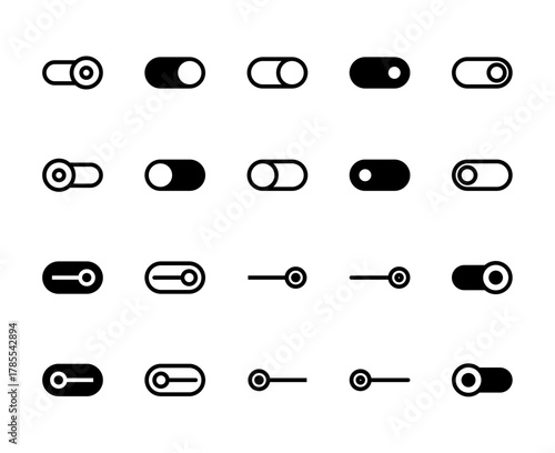 20 Toggle Switch Icons Line and Solid for User Interface