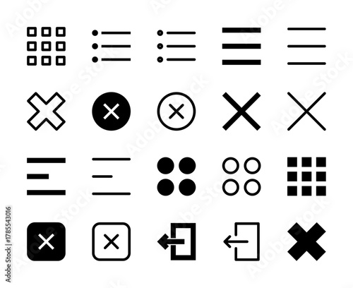 20 Menu and Close Icons Line and Solid style for App Navigation