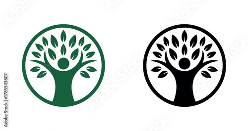 Symbolic representation of a person as a tree, symbolizing growth, life, and connection to nature.