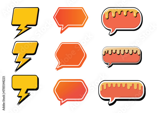 Diverse Collection of Colorful Speech Bubbles for Communication and Design Projects with Modern Cartoon Style