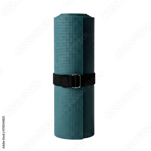 Black leather belt and case isolated on white background with metal can and blue box