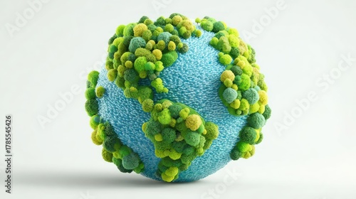 Abstract textured globe with vibrant green and blue continents representing earth s natural beauty and environmental concepts