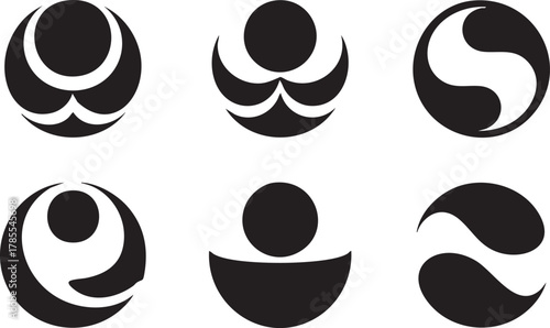 Abstract Round Logo Set | Minimalist Monogram and Symbol Collection Vector