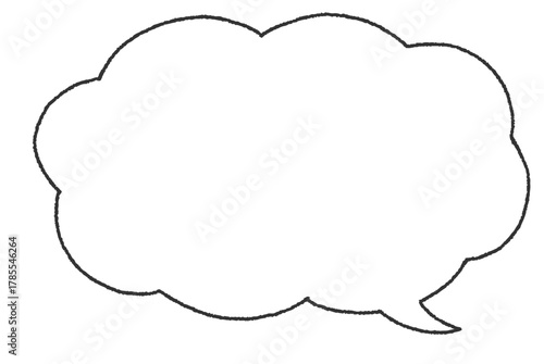  手描き風の雲型の吹き出し（横長）