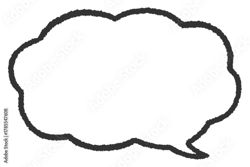  手描き風の雲型の吹き出し（横長）